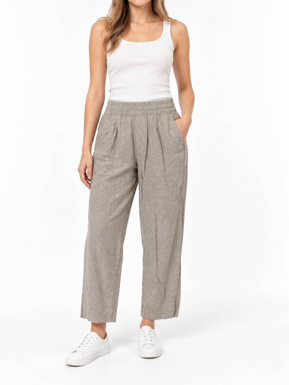 Abercrombie & Fitch Women's Beige Linen-Blend Pull-On Pants XS Natural Coastal